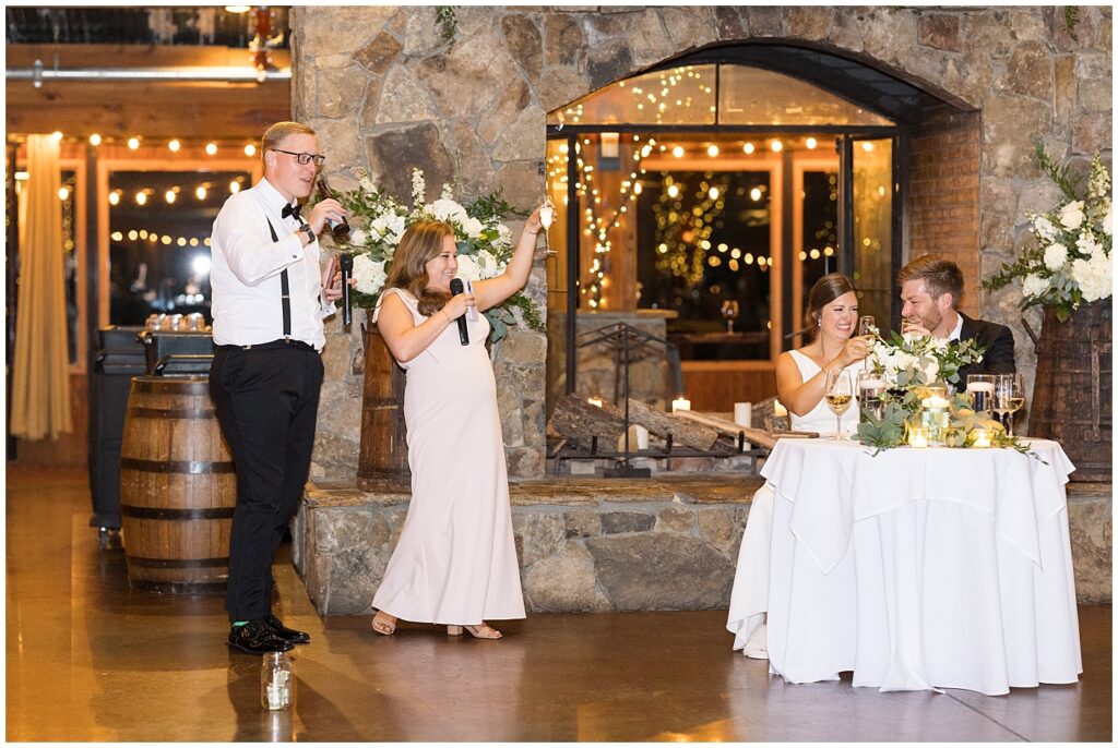 Toasts during wedding reception | Summer Wedding | Angus Barn Wedding | Angus Barn Wedding Photographer | Raleigh NC Wedding Photographer