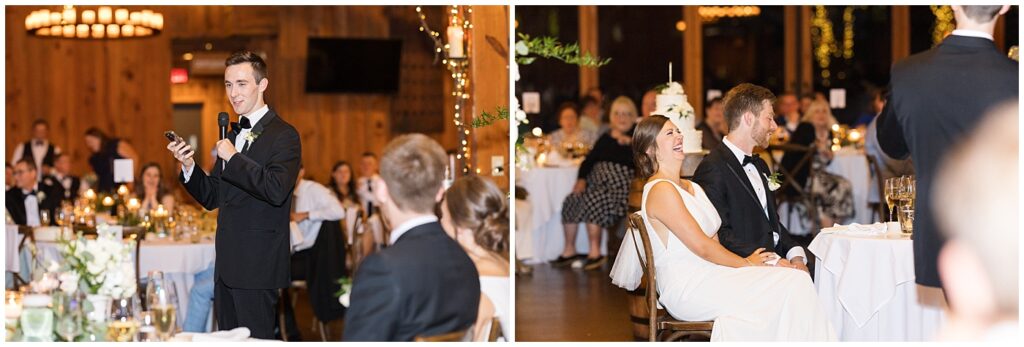 Toasts during wedding reception | Summer Wedding | Angus Barn Wedding | Angus Barn Wedding Photographer | Raleigh NC Wedding Photographer