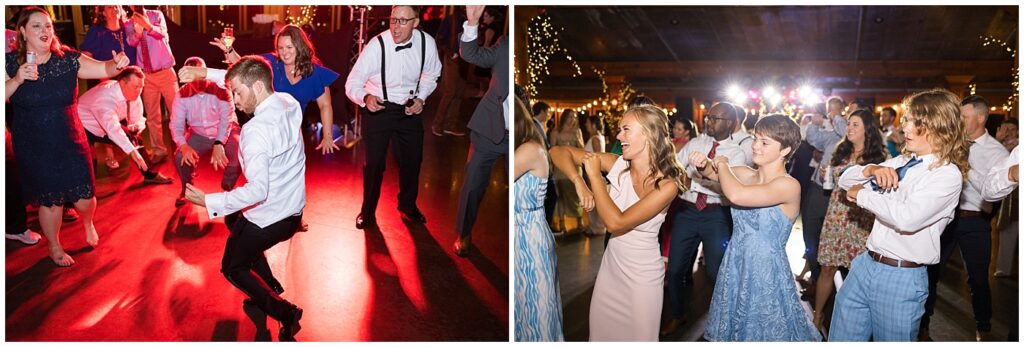 Wedding guests dancing during wedding reception | Summer Wedding | Angus Barn Wedding | Angus Barn Wedding Photographer | Raleigh NC Wedding Photographer