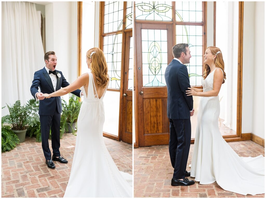 Bride and groom first look | The Meadows Wedding | The Meadows Wedding Photographer | Raleigh NC Wedding Photographer