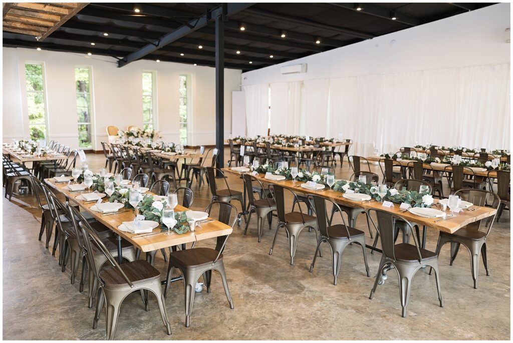 Wedding reception table decor | The Meadows Wedding | The Meadows Wedding Photographer | Raleigh NC Wedding Photographer