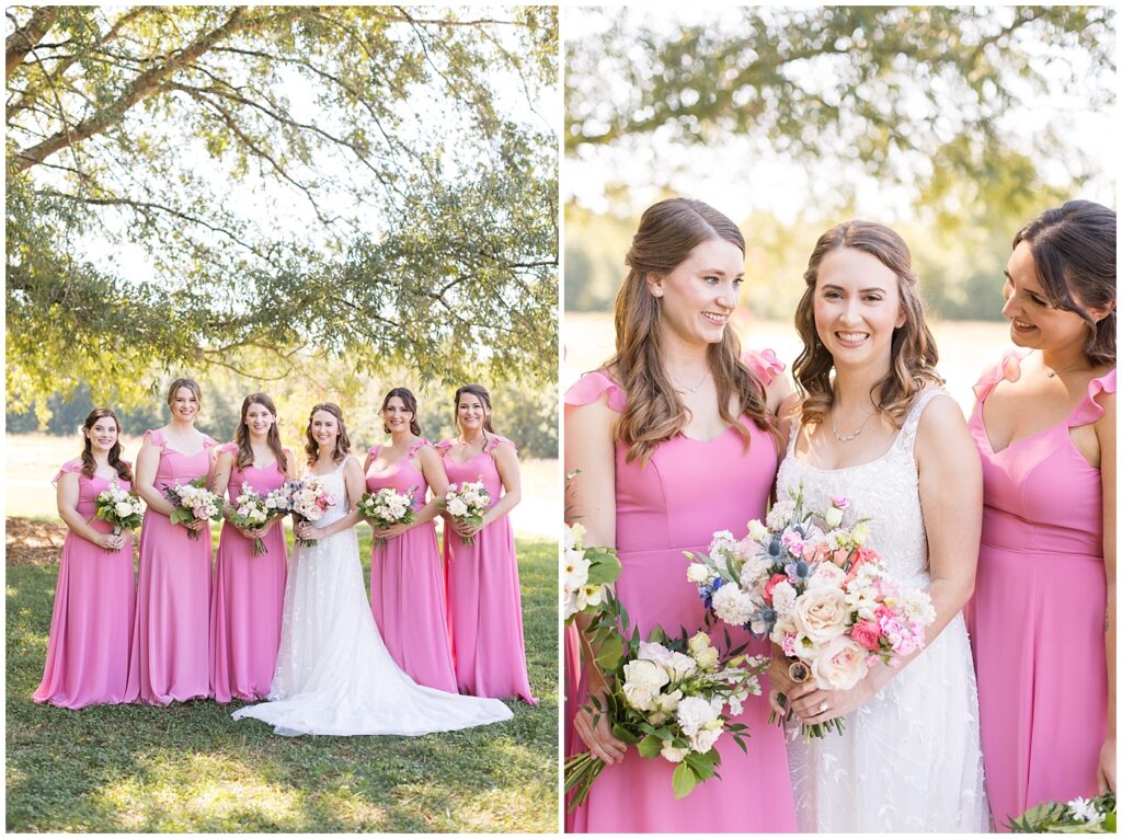 Pink Bridesmaid dress inspiration | The Meadows Wedding | The Meadows Wedding Photographer | Raleigh NC Wedding Photographer