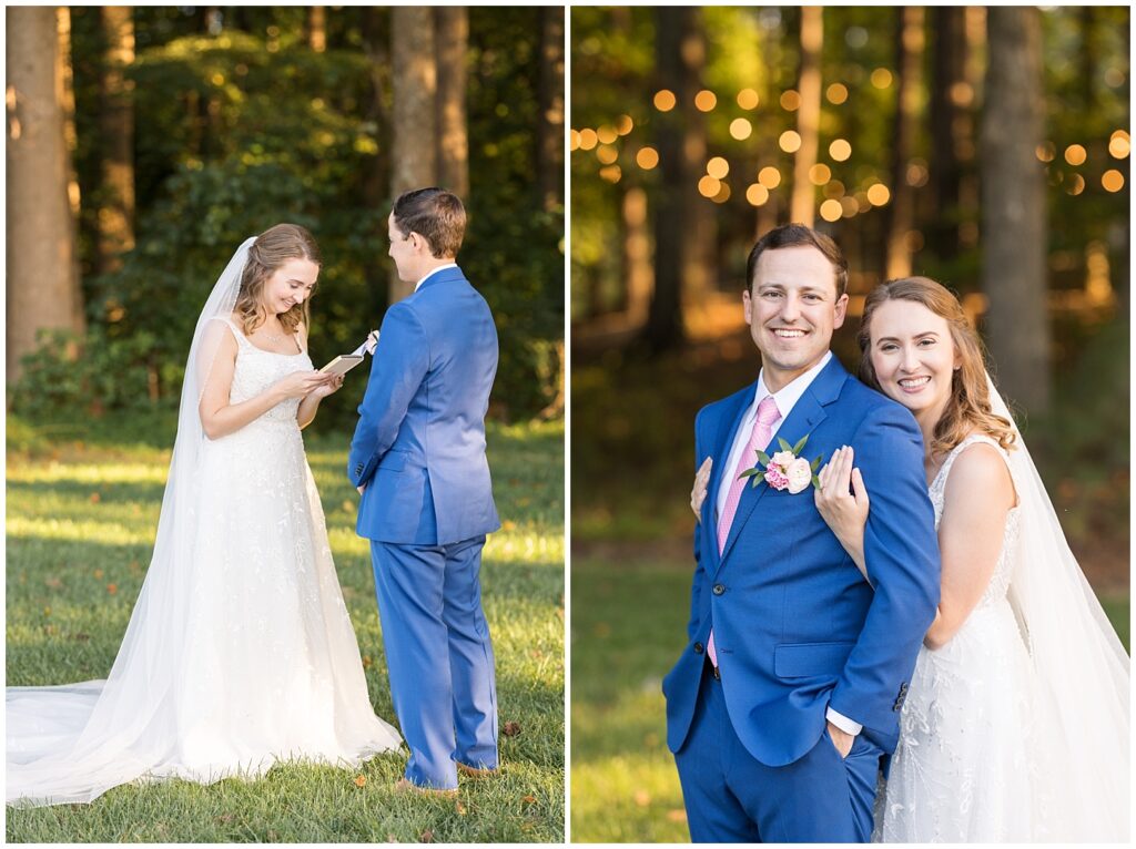 Bride and groom exchanging private vows | The Meadows Wedding | The Meadows Wedding Photographer | Raleigh NC Wedding Photographer