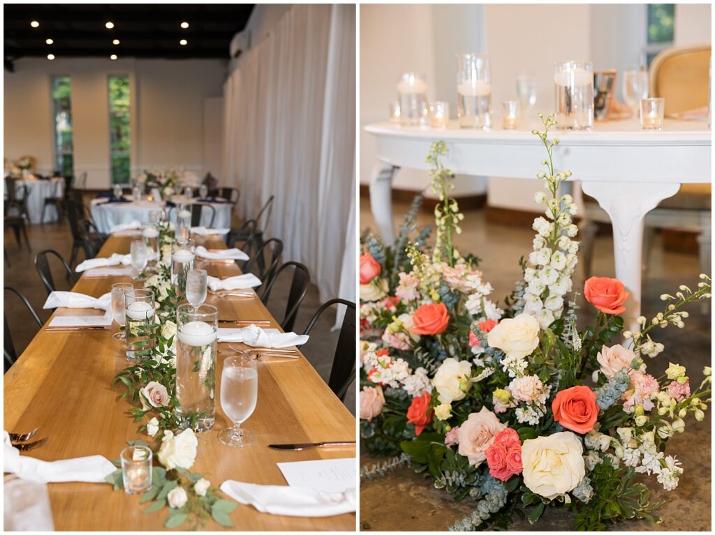 Wedding reception venue decor | The Meadows Wedding | The Meadows Wedding Photographer | Raleigh NC Wedding Photographer