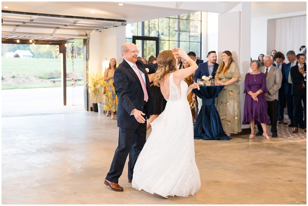 Bride and father of the bride dance | The Meadows Wedding | The Meadows Wedding Photographer | Raleigh NC Wedding Photographer