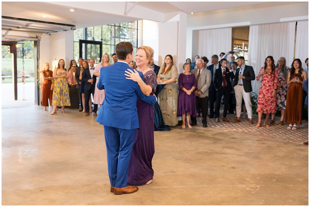 Groom dancing with his mom | The Meadows Wedding | The Meadows Wedding Photographer | Raleigh NC Wedding Photographer