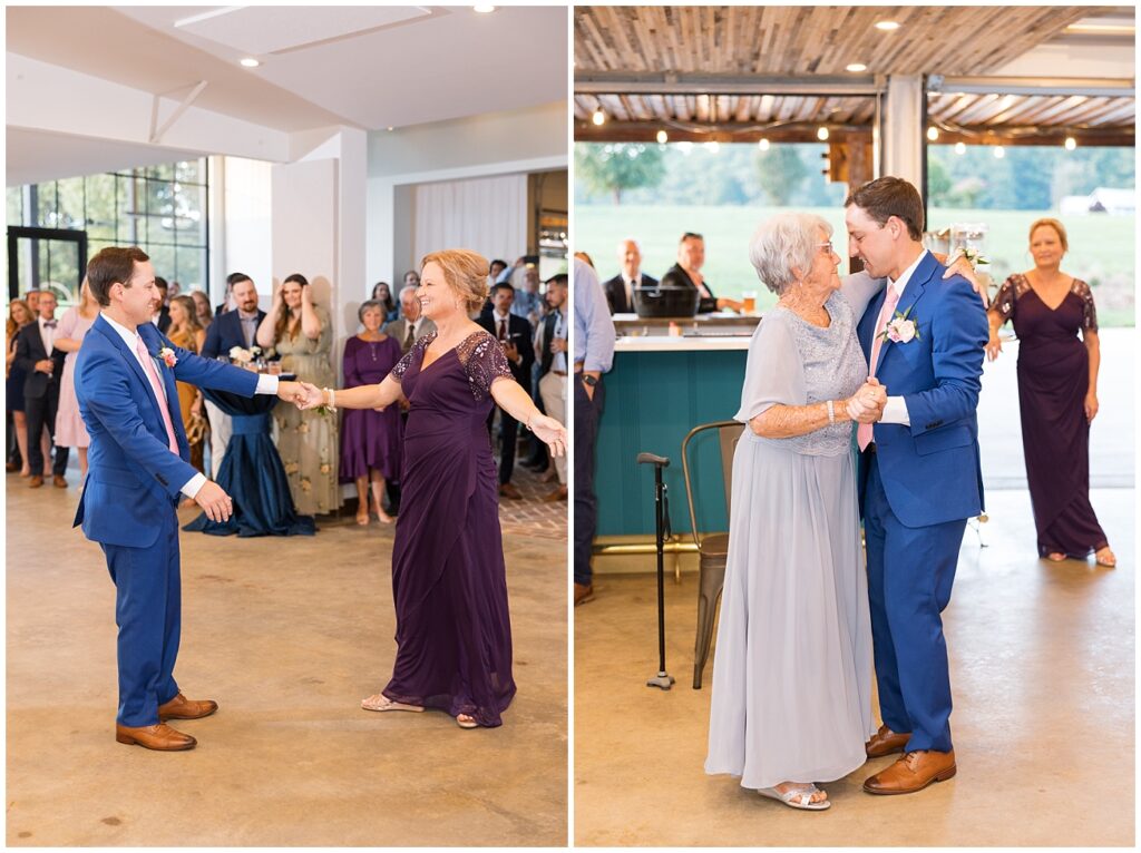 Groom dancing with his mom and grandma | The Meadows Wedding | The Meadows Wedding Photographer | Raleigh NC Wedding Photographer