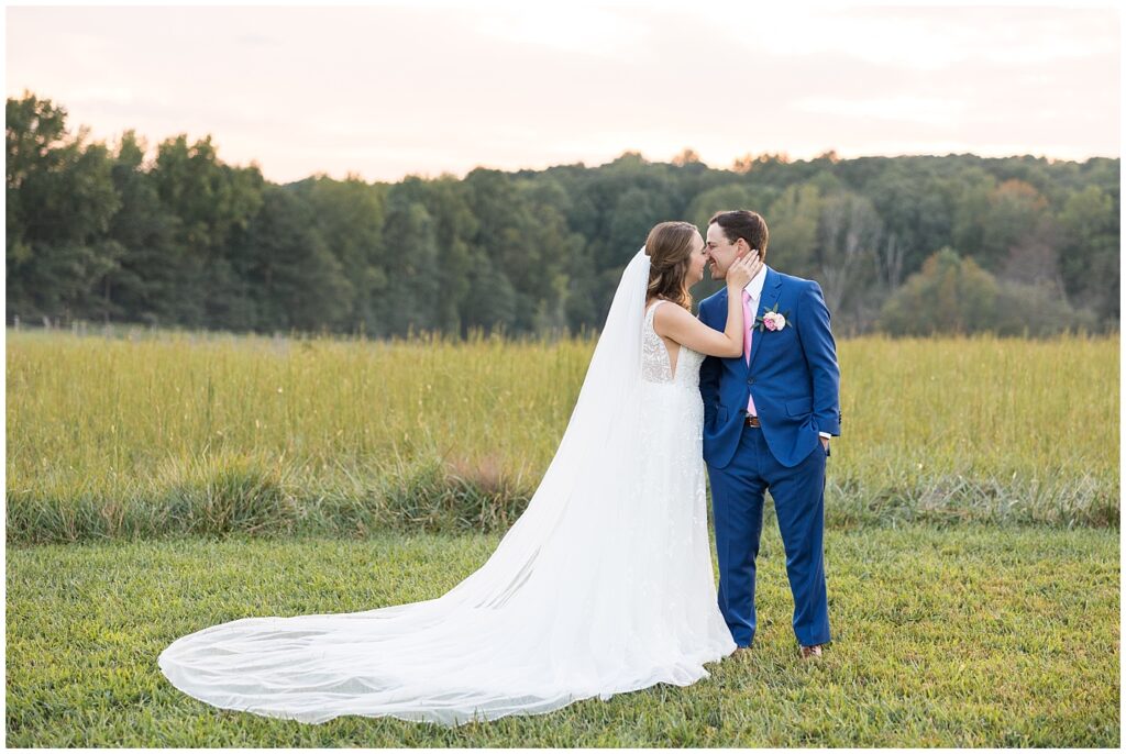Bride and groom at sunset | The Meadows Wedding | The Meadows Wedding Photographer | Raleigh NC Wedding Photographer