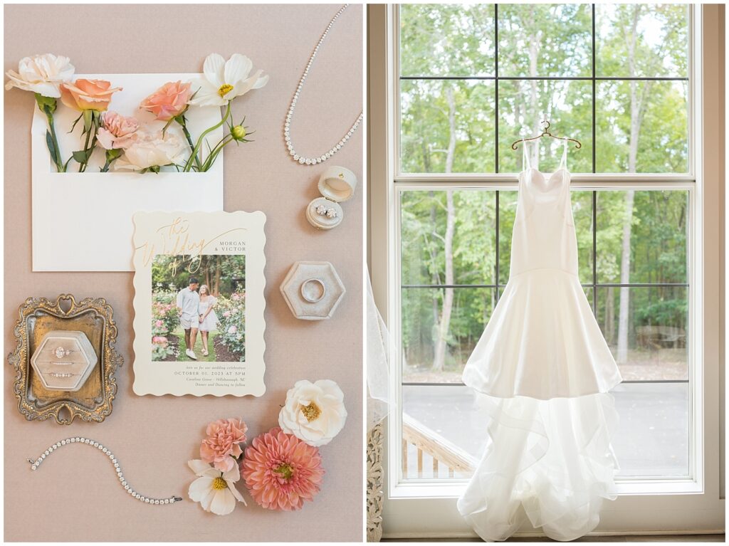 Pink Wedding Invitation Inspiration | Wedding Dress | Carolina Grove Wedding | Carolina Grove Wedding Photographer | Raleigh NC Wedding Photographer