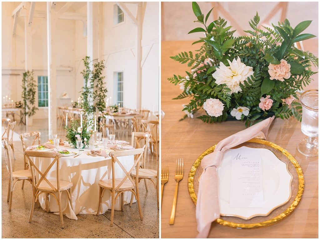 Wedding venue table decorations | Carolina Grove Wedding | Carolina Grove Wedding Photographer | Raleigh NC Wedding Photographer