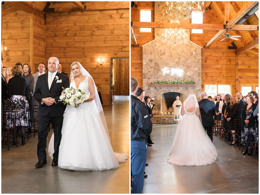 Bride walking down the aisle | Bride Entrance | Pavilion at Carriage Farm Wedding | NC Wedding Photographer | Raleigh Wedding Photographer