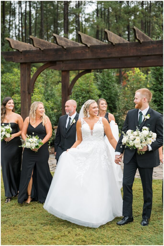 Wedding party photo with all black attire | NC Wedding Photographer | Raleigh Wedding Photographer