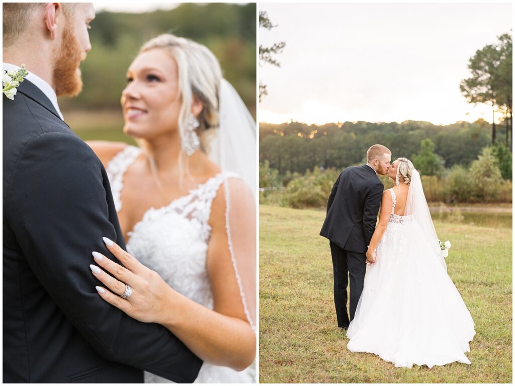 Bride and groom golden hour photos | Pavilion at Carriage Farm Wedding | NC Wedding Photographer | Raleigh Wedding Photographer