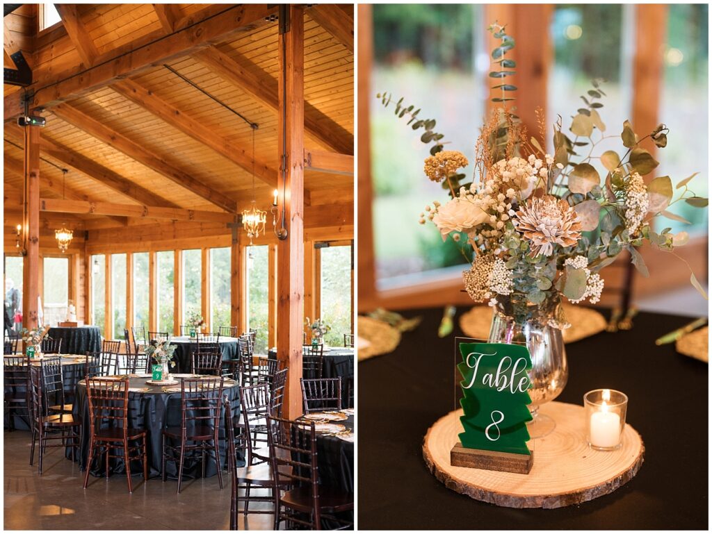 Wedding venue table decor | Pavilion at Carriage Farm Wedding | NC Wedding Photographer | Raleigh Wedding Photographer