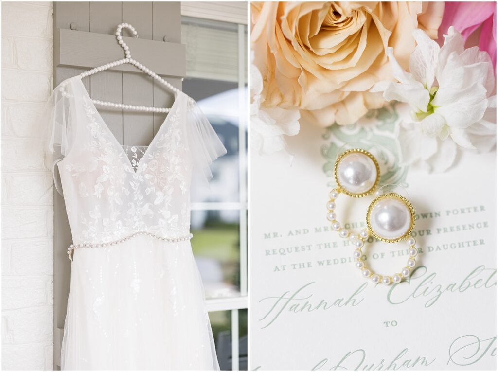 Wedding Dress | Wedding Day Earrings | Romantic Estate Wedding | Eastern NC Wedding Photographer | Raleigh Wedding Photographer