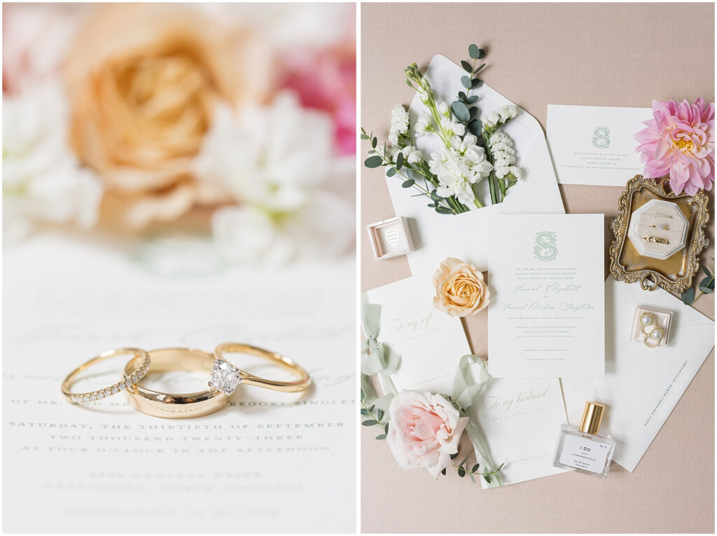 Wedding Rings | Wedding Invitations | Romantic Estate Wedding | Eastern NC Wedding Photographer | Raleigh Wedding Photographer