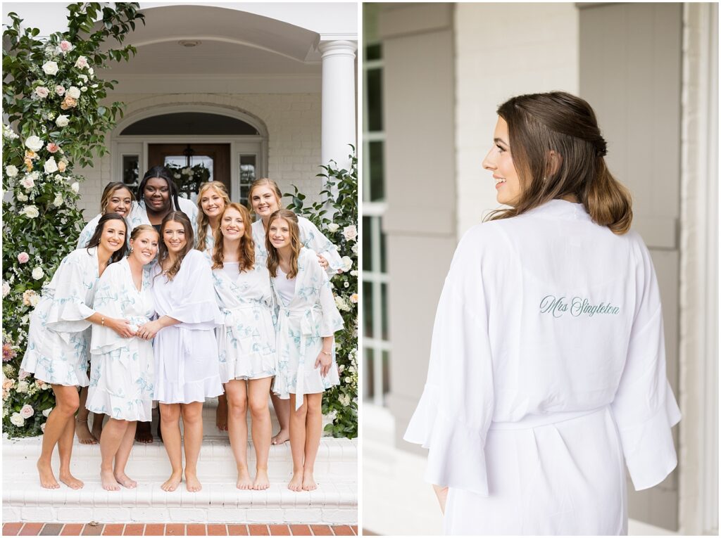 Bride Robe | Bridesmaid robe ideas | Romantic Estate Wedding | Eastern NC Wedding Photographer | Raleigh Wedding Photographer