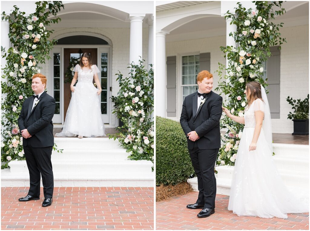 Bride groom first look | Romantic Estate Wedding | Eastern NC Wedding Photographer | Raleigh Wedding Photographer