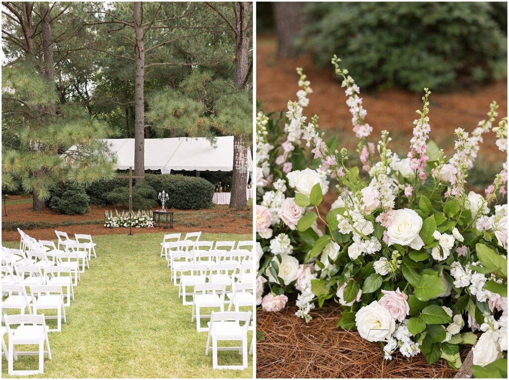 Wedding Ceremony Decorations | Romantic Estate Wedding | Eastern NC Wedding Photographer | Raleigh Wedding Photographer
