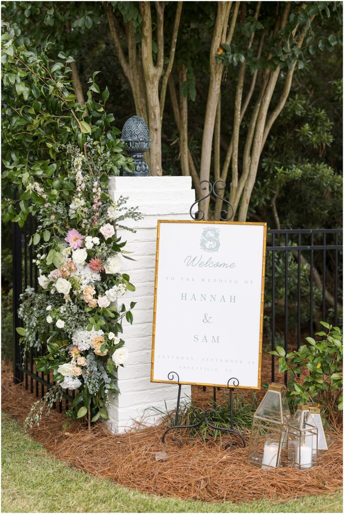 Wedding Welcome Sign Display | Romantic Estate Wedding | Eastern NC Wedding Photographer | Raleigh Wedding Photographer