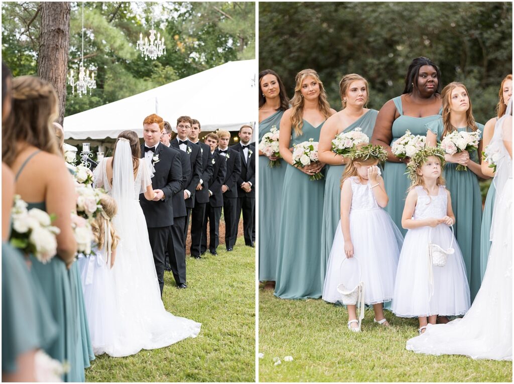 Wedding Ceremony | Bridesmaid Bouquet | Romantic Estate Wedding | Eastern NC Wedding Photographer | Raleigh Wedding Photographer
