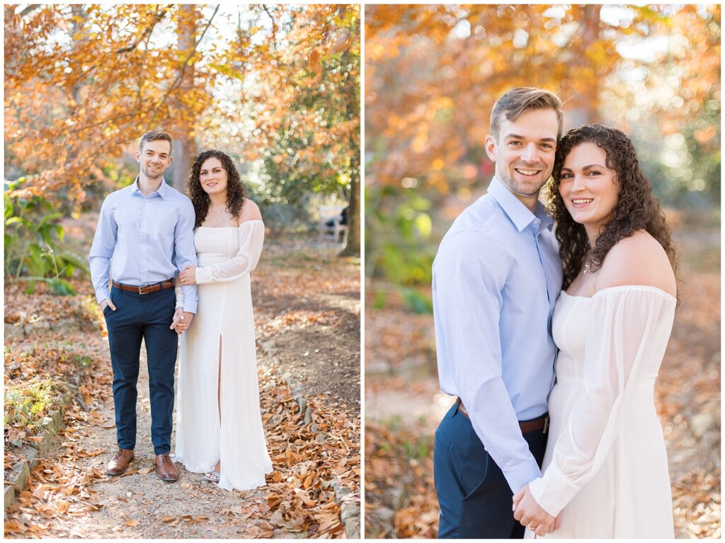 Engagement Photos with Colorful Leaves | Fall Engagement Photos | UNC Chapel Hill Engagement | Raleigh Engagement Photographer