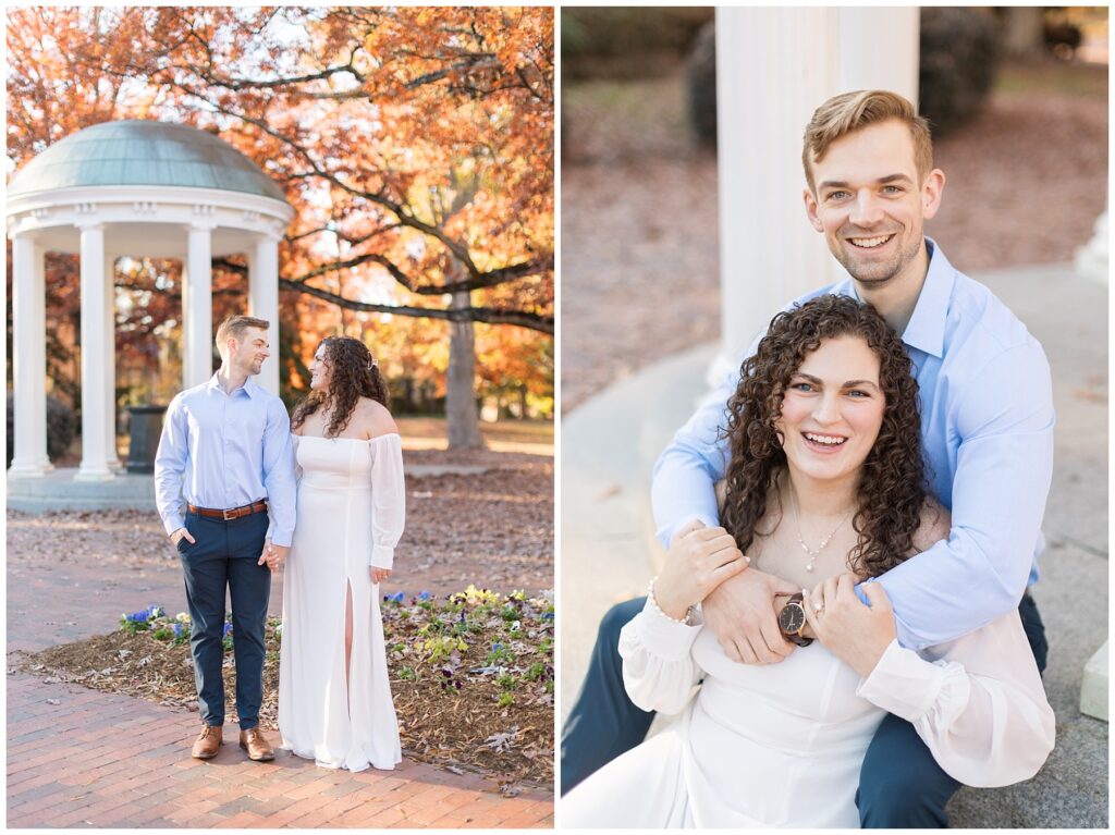 Fall Engagement Photos in November | UNC Chapel Hill Engagement Photos at the Old Well | Raleigh Engagement Photographer