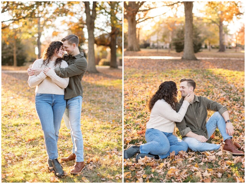 Fall engagement photos in the colored leaves in Chapel Hill | Raleigh Engagement Photographer | Sarah Hinckley Photography