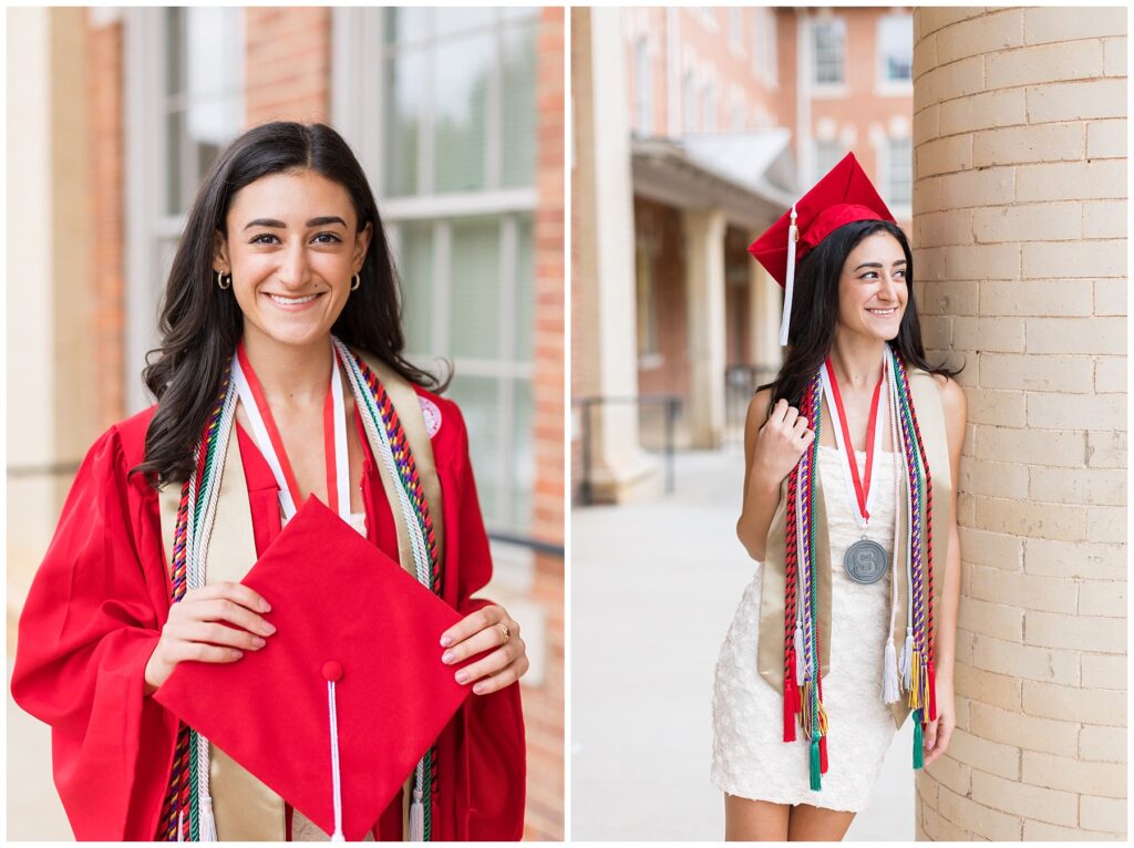 NCSU Senior Photos on Campus In Raleigh, North Carolina | NC State Court of Carolinas | Grad Photographer | Cap and Gown Portraits