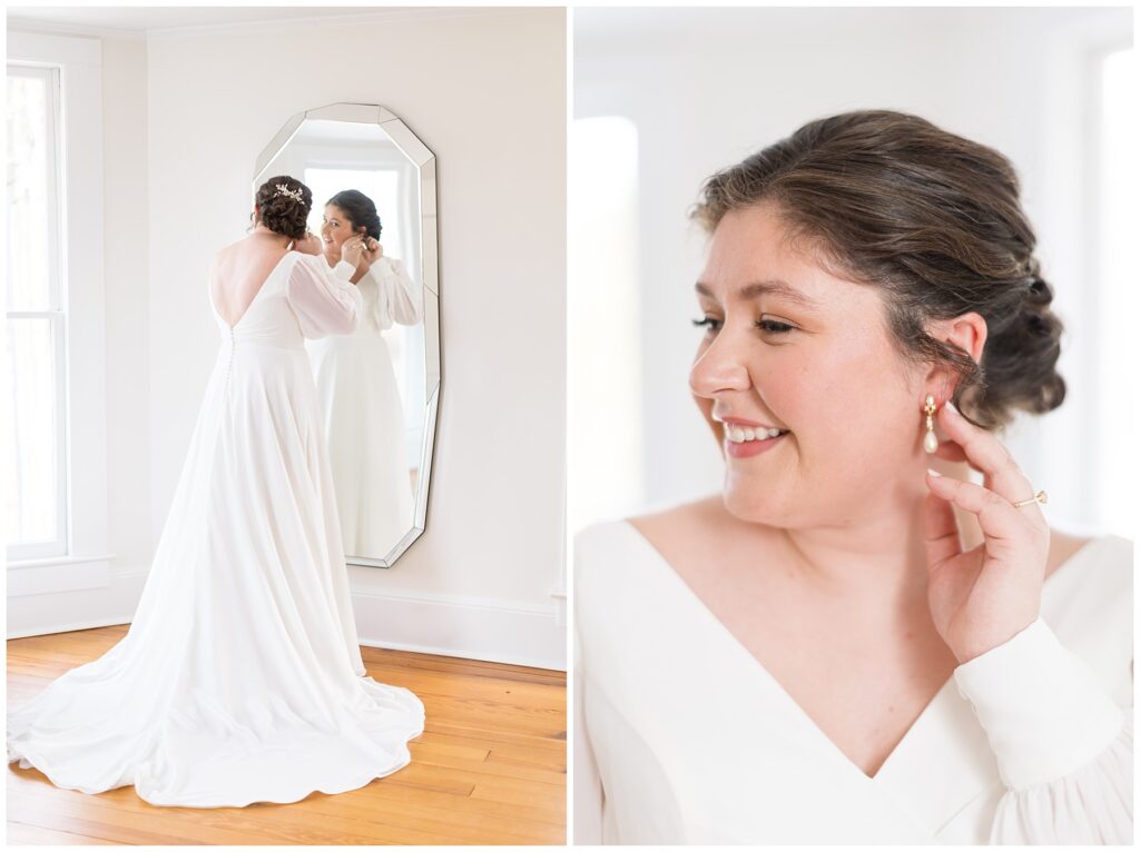 Bride getting ready | Bride Earrings | The Upchurch Wedding | NC Wedding Photographer | Raleigh Wedding Photographer