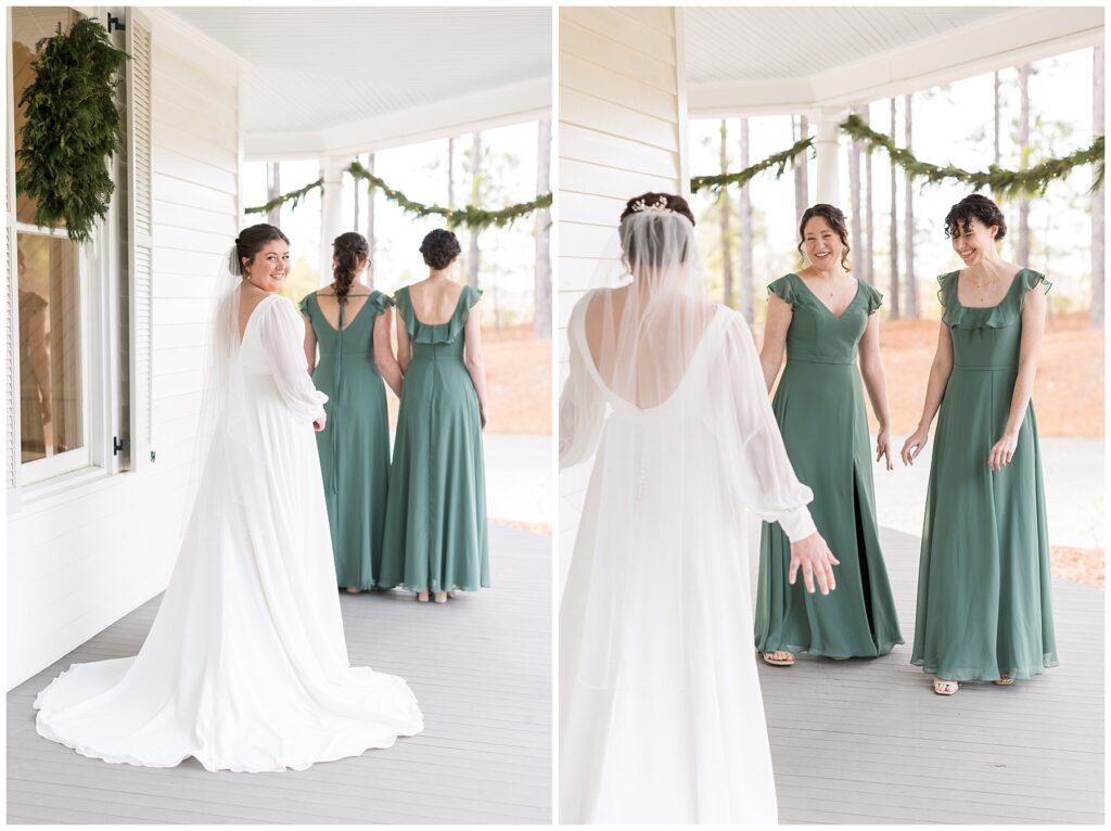 Bride and Bridesmaid first look | The Upchurch Wedding | NC Wedding Photographer | Raleigh Wedding Photographer