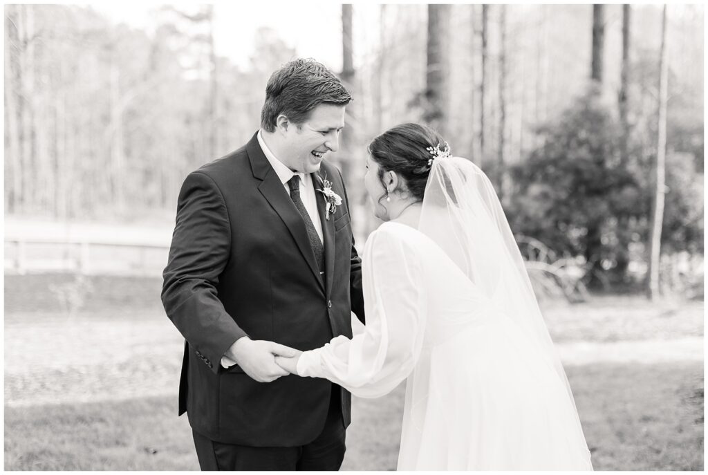 Bride groom first touch | The Upchurch Wedding | NC Wedding Photographer | Raleigh Wedding Photographer