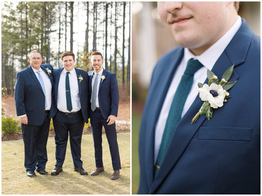 Groom boutonnière | The Upchurch Wedding | NC Wedding Photographer | Raleigh Wedding Photographer