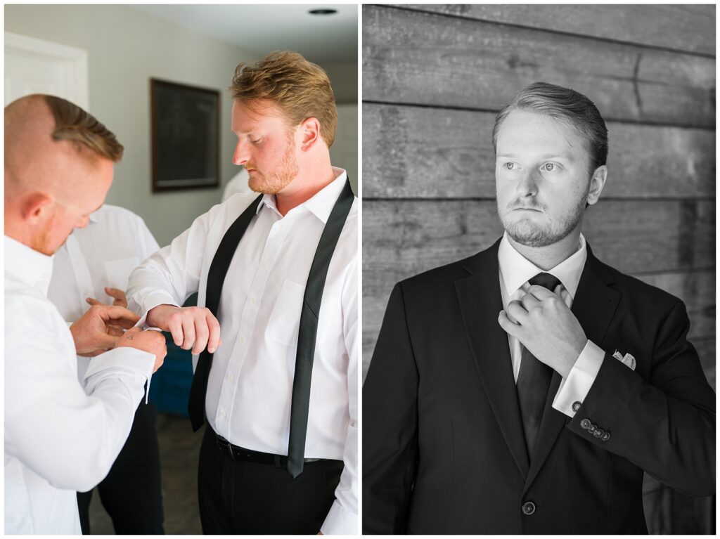 Groom getting ready, groom attire, The Farmstead wedding photographer, NC wedding photographer, fall wedding