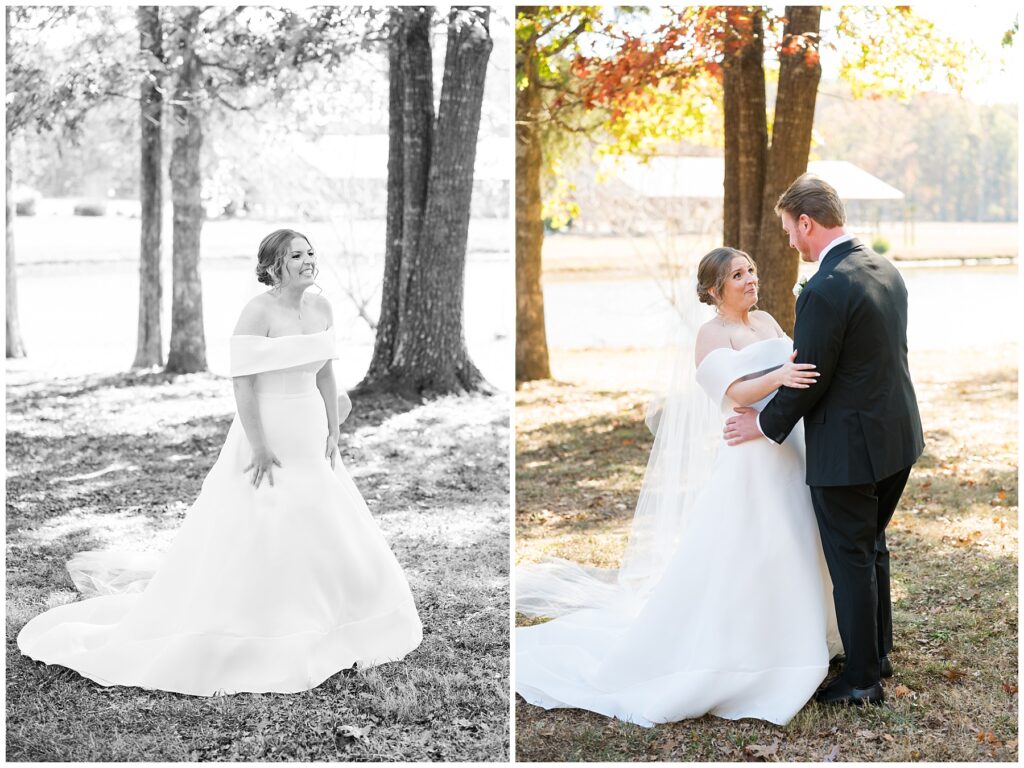 Bride and groom first look, first look, The Farmstead wedding venue, fall wedding, Raleigh wedding photographer