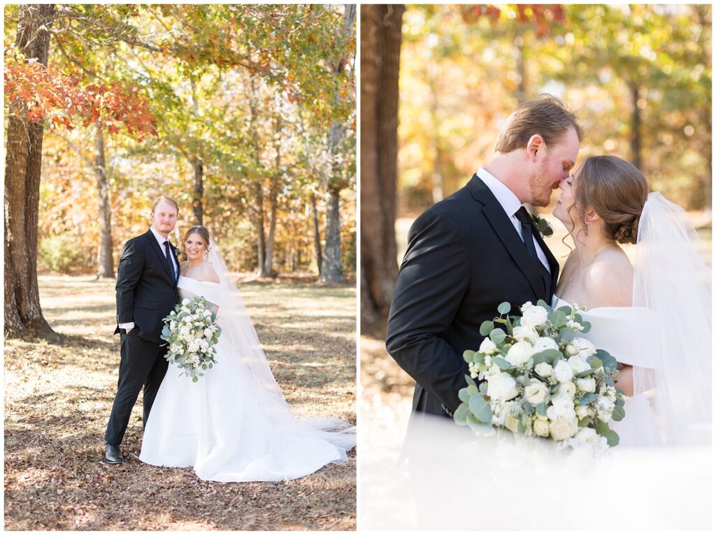 Bride and groom, wedding floral, The Farmstead Raleigh NC, Sarah Hinckley Wedding Photographer, fall wedding venues