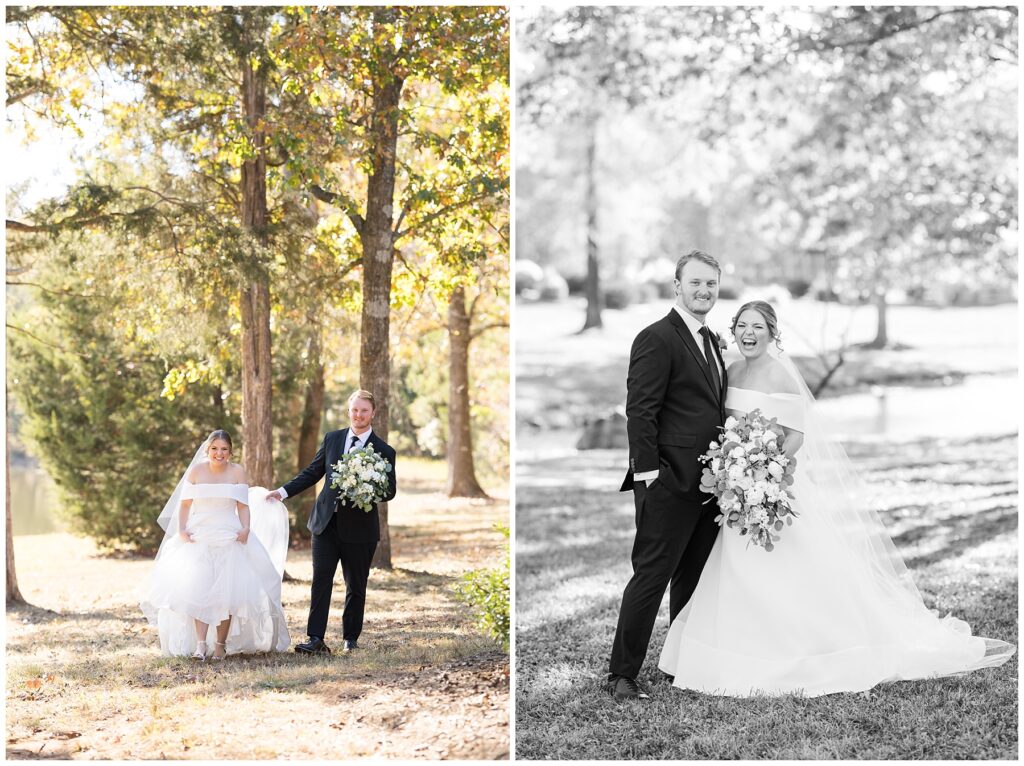 Bride and groom, wedding floral, The Farmstead Raleigh NC, Sarah Hinckley Wedding Photographer, fall wedding venues