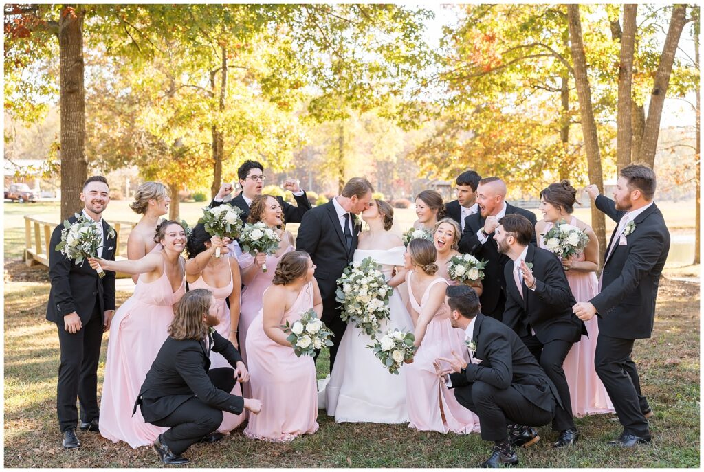 Bridal party, bridesmaids, bridesmaid dress colors, wedding floral, NC wedding venue, Sarah Hinckley Photography