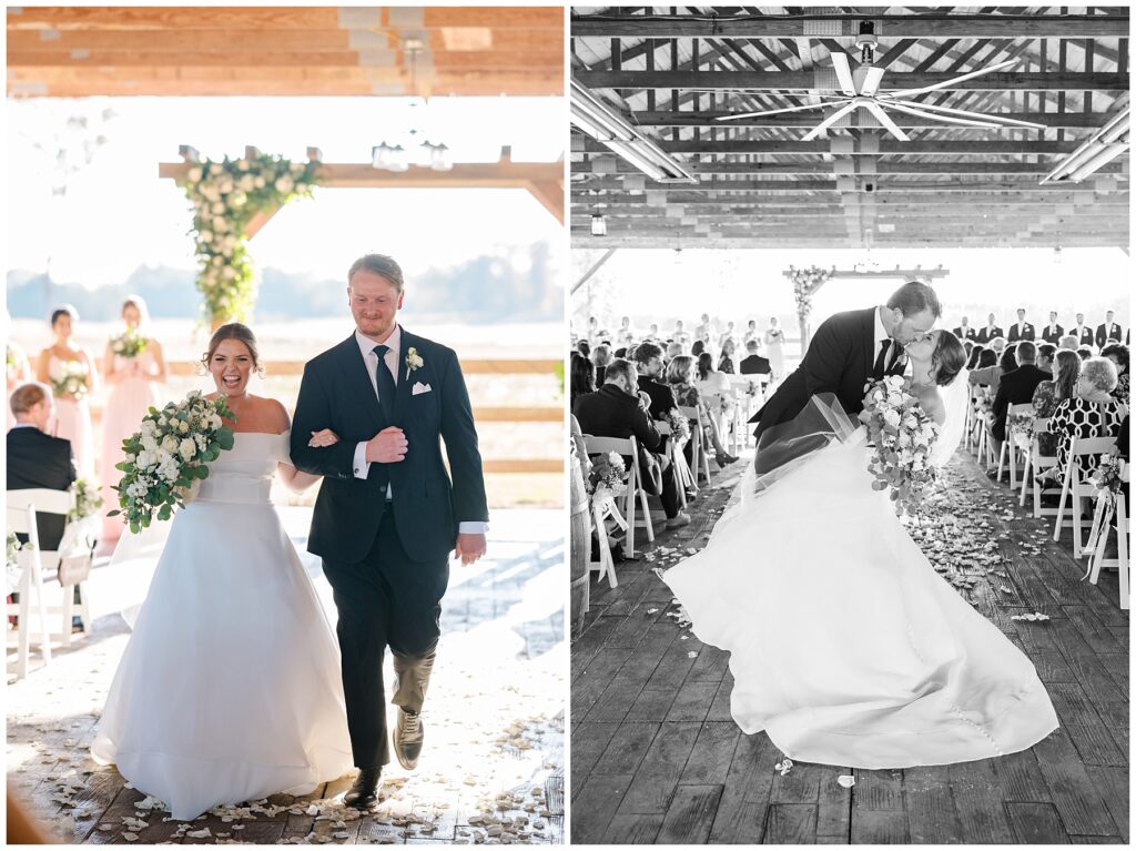 Wedding first kiss, outdoor wedding venue, wedding details,  Mt Pleasant wedding venue, NC wedding photographer