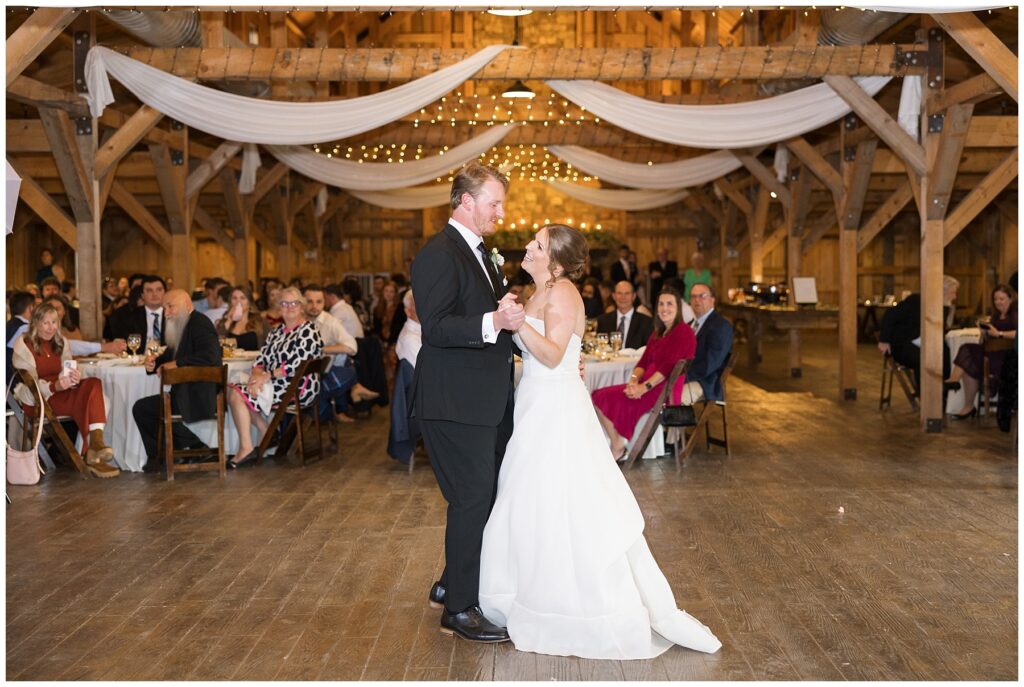 Wedding reception, first dance, The Farmstead wedding venue, classic wedding venue, fall wedding, Mt. Pleasant wedding venue