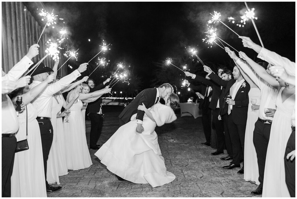 Sparkler exit, wedding reception, The Farmstead wedding venue, Raleigh wedding photographer, Sarah Hinckley Photography