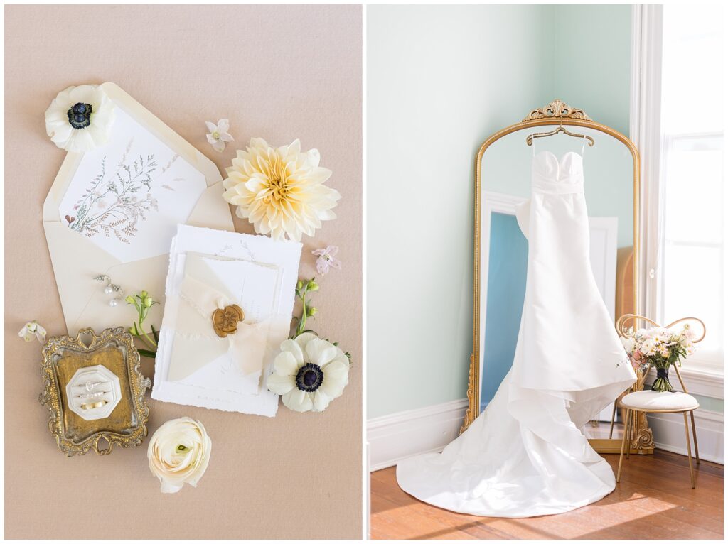 Wedding Invitation with Flowers | Wedding Dress | Merrimon-Wynne Wedding | Raleigh NC Wedding Photographer 