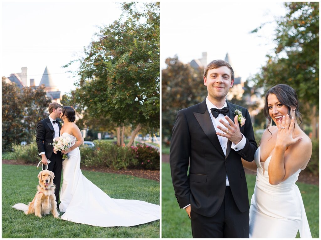 Bride and Groom Just Married | Golden Retriever Wedding Inspo | Merrimon-Wynne Wedding | Raleigh NC Wedding Photographer 