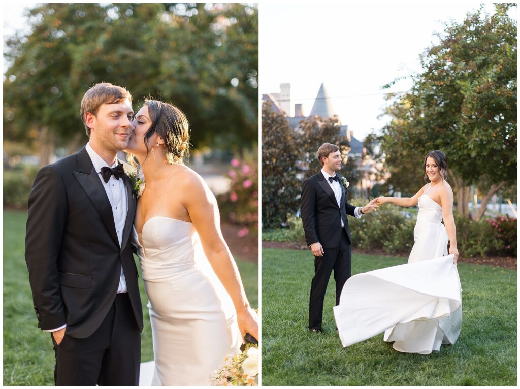 Bride and Groom Photos in garden | Merrimon-Wynne Wedding | Raleigh NC Wedding Photographer 