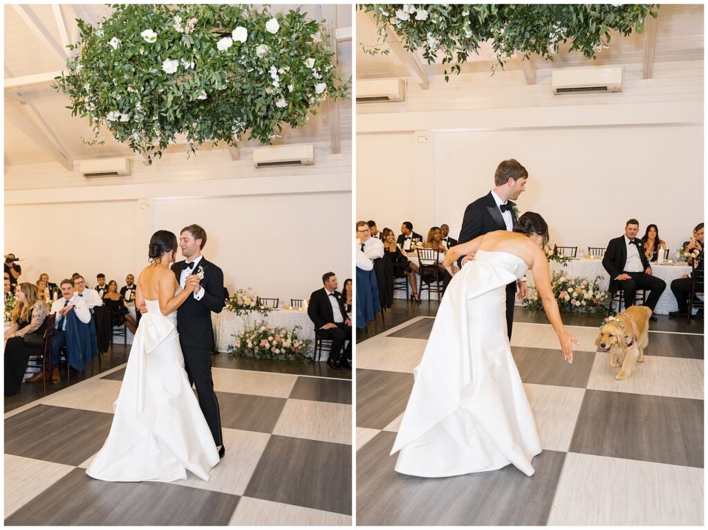 Bride and Groom First Dance | Golden Retriever Wedding Inspo | Merrimon-Wynne Wedding | Raleigh NC Wedding Photographer 