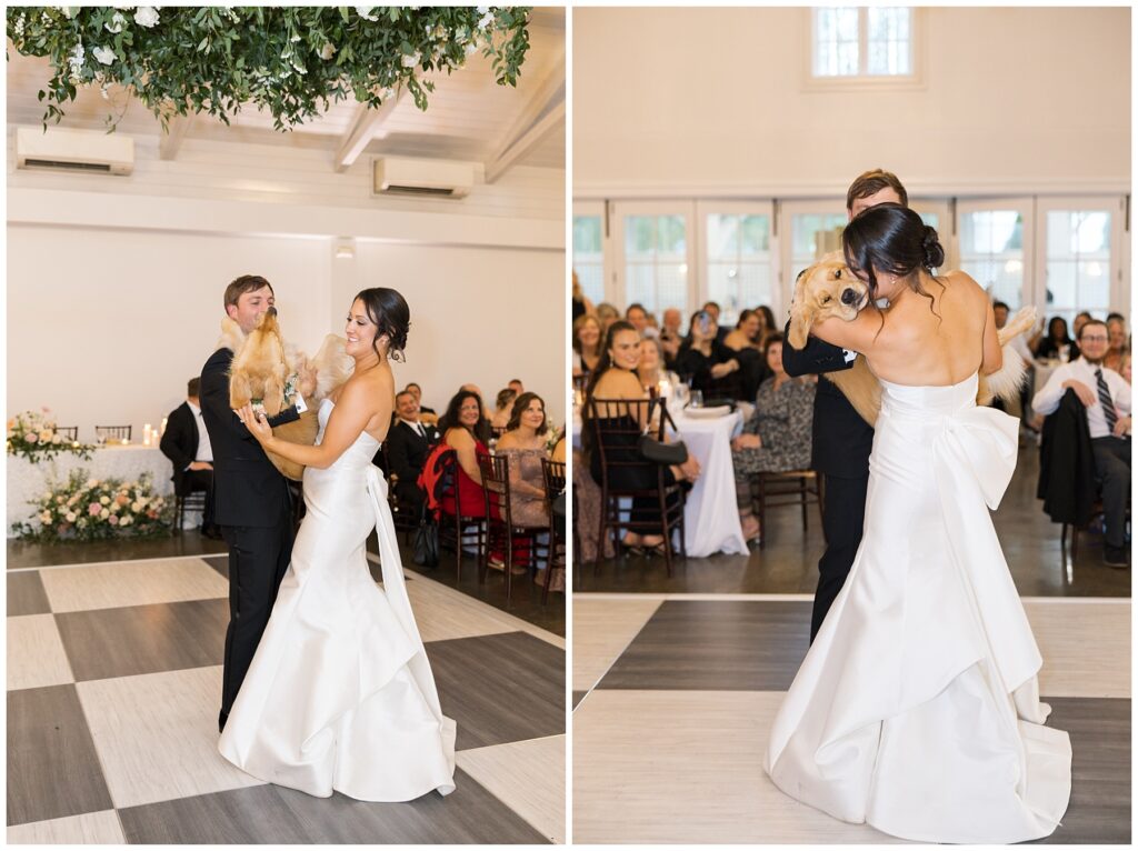 Bride and Groom First Dance | Golden Retriever Wedding Inspo | Merrimon-Wynne Wedding | Raleigh NC Wedding Photographer 