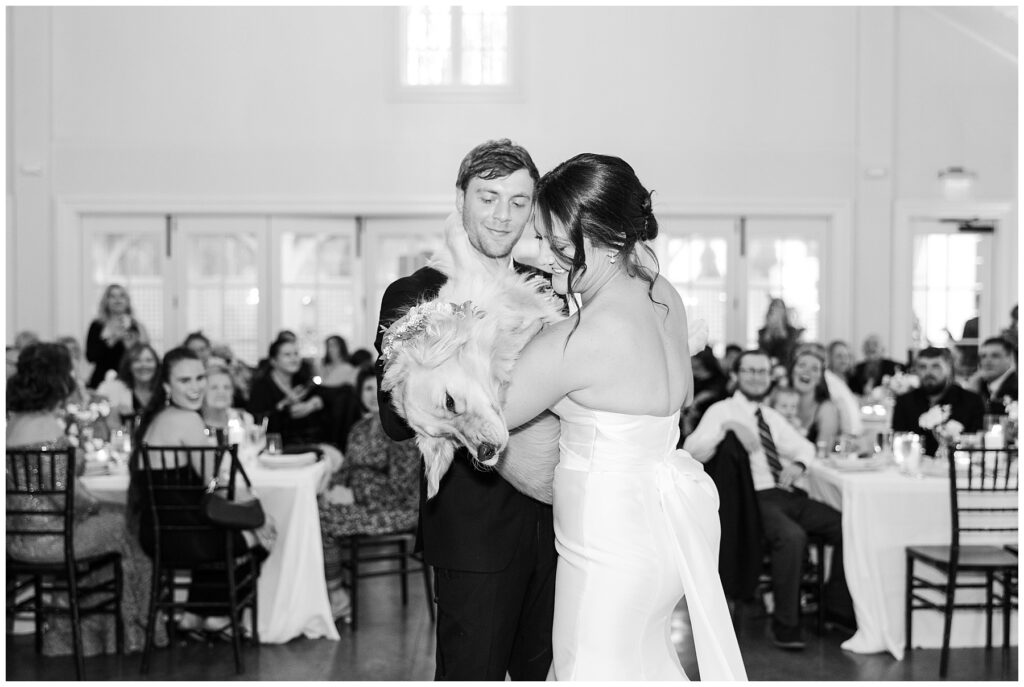 Bride and Groom First Dance | Golden Retriever Wedding Inspo | Merrimon-Wynne Wedding | Raleigh NC Wedding Photographer 