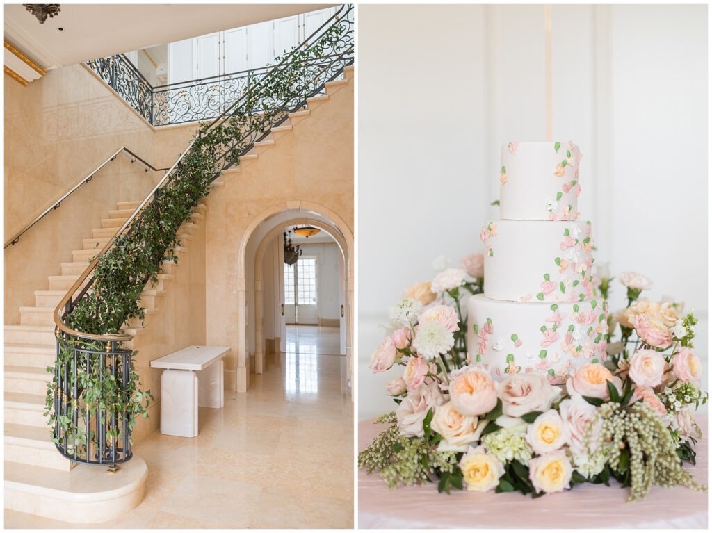 Oxbow Estate Stairwell | Wedding Cake Inspiration | Pink Floral Wedding Cake