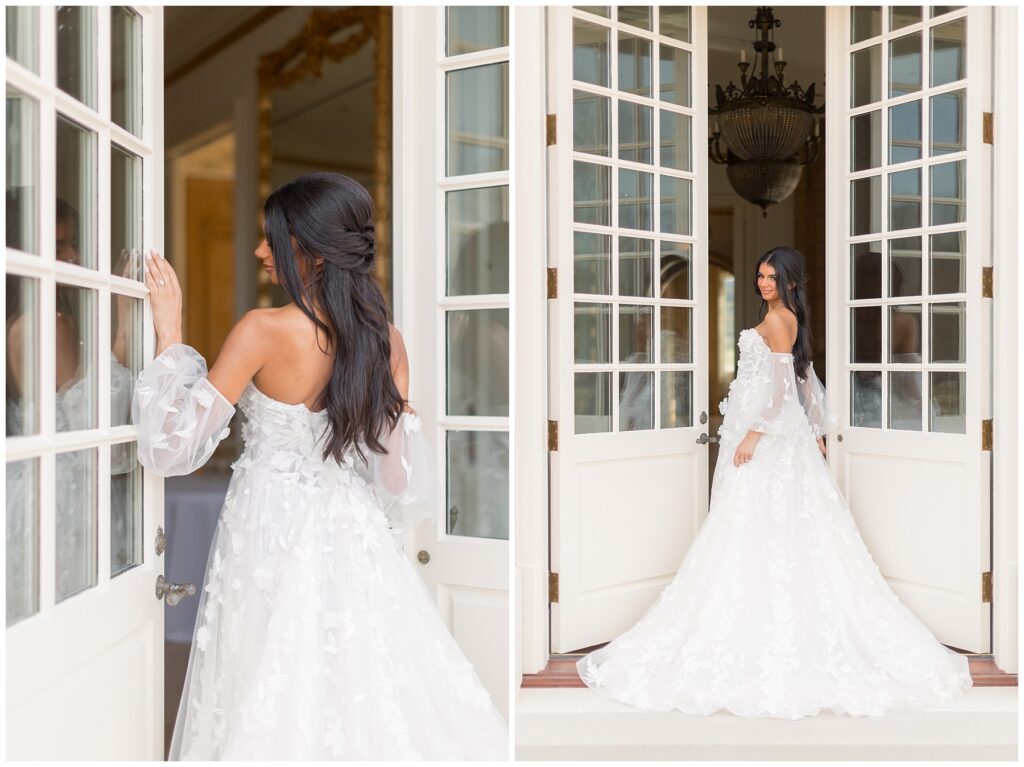 Bride Wedding Dress | Bride Photos Entering Double Doors | Bridal Dress Inspo