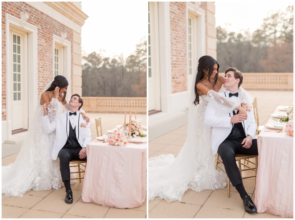 Bride and Groom Photos Outside | Bride Groom Wedding Table Decor